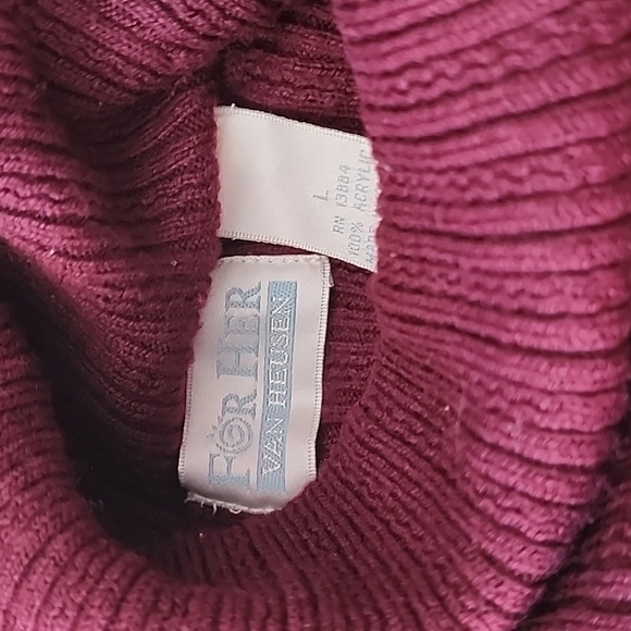 Van Heusen Burgundy Turtleneck Textured Sweater L Grannycore Coastal - Picture 5 of 5